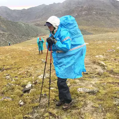 Blue rain rain jumpsuit men's and women's outdoor mountaineering camping raincoat poncho fishing raincoat