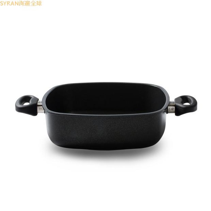 German import pot with MAMMUT heavy cast aluminium LATON coated anti-stick square 26cm double ear flat frying pan