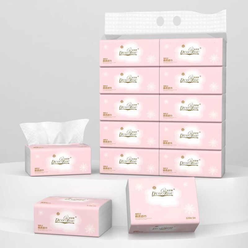 Duo Rou Ya Soft Tissue Paper with Embossed Edges on Both Sides, 175Mm×120Mm, 320 Sheets, 100 Packs 