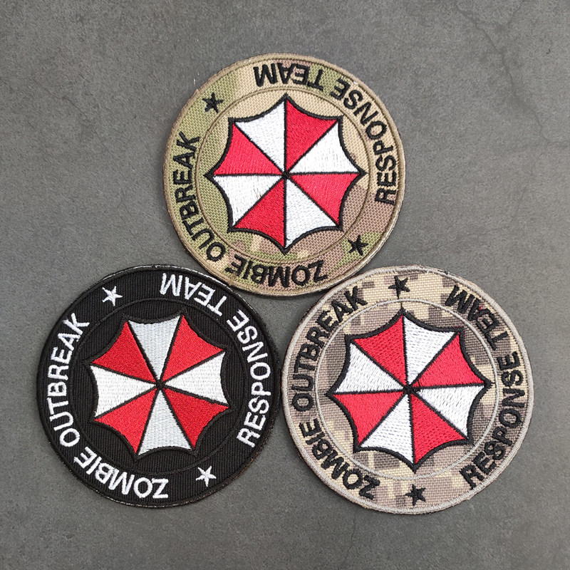 3D Embroidered Biochemical Crisis Umbrella Cloth Paste Personality DIY Patch Biochemical Letter Ambrera Velcro Seal