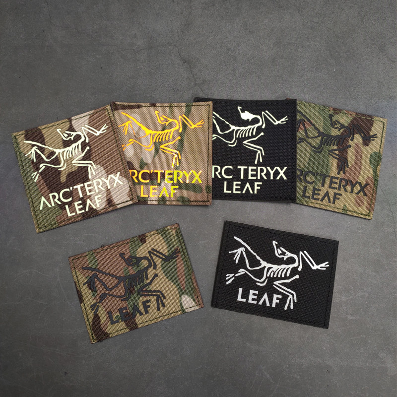 Laser engraved LEAF chicken bone IR arm badge MC camouflage reflective badge military bird logo luminous velcro badge