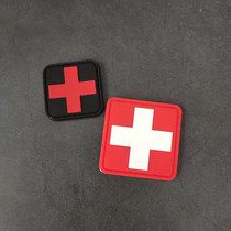 PVC Red Cross Medical Logo Magic Badge Outdoor Rescue First Aid Badge Arm Badge Ambulance Recognition Badge Sticker