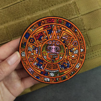 Beautifully embroidered mystical charm with a magic tape Maya calendar Aztec sunstone badges Pacth patch
