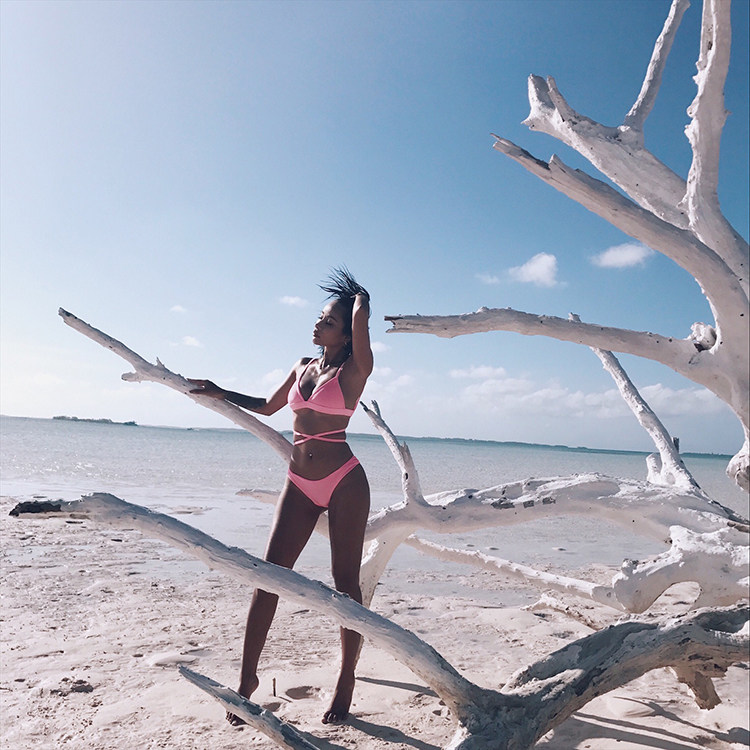 LOVEMILK original design of the pearlescent glossy fluorescent peach red sexy bikini swimsuit LMLKB-03