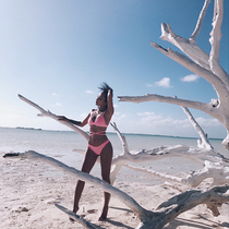 LOVEMILK original design of pearlescent glossy fluorescent peach red sexy bikini swimsuit LMLKB-03