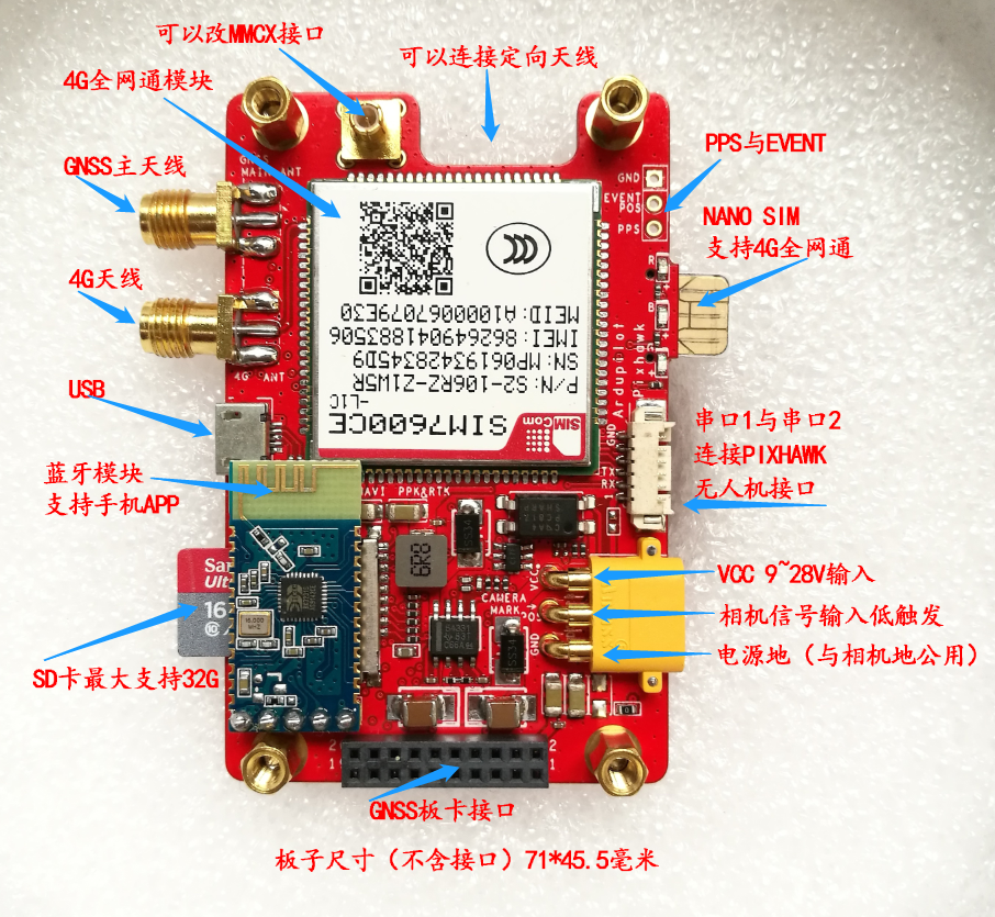 MB2 OEM718D 719 Drone PPK Backplane Support Network 4G Chihiro RTK Support PIXHAWK