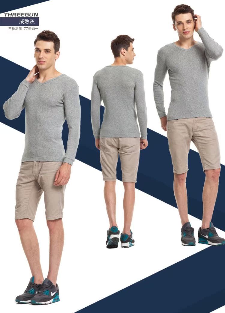 Áo ba lỗ ấm áp áo sơ mi nam đồ lót cotton cổ chữ V đồ ngủ cotton dài tay mùa thu và áo len cotton mùa thu áo giữ nhiệt nam