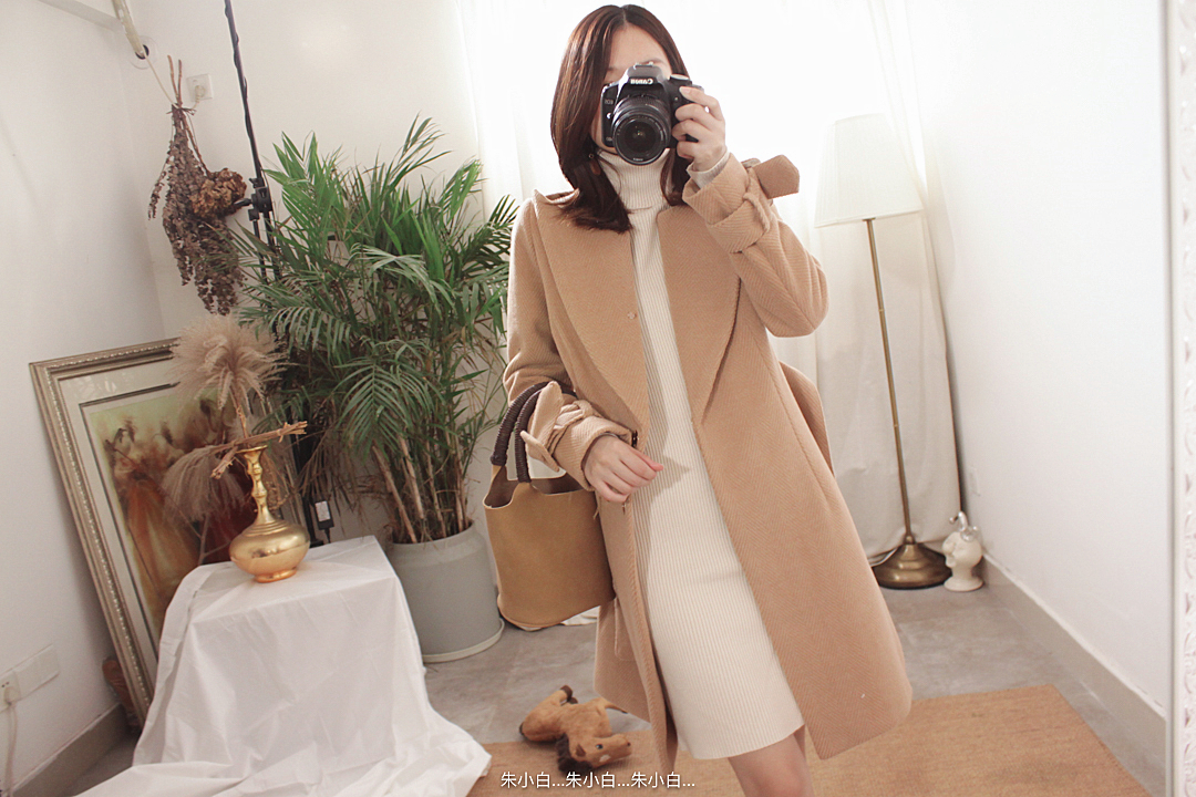 Thoạt nhìn! Tình yêu lớn Pháp cổ từ eo eo dài áo khoác len dày B 3407 các mẫu áo dạ ngắn đẹp nhất