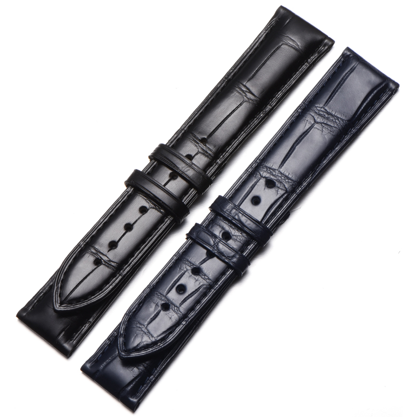 Omega Original Crocodile Leather Strap Omega De Ville Genuine Leather Watch Strap Seamaster Bright Blue Butterfly