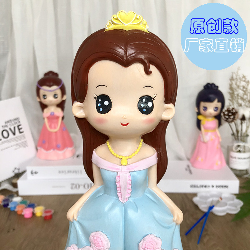 Unbreakable vinyl doll princess girl graffiti piggy bank non-gypsum ceramic painted diy painted color toys