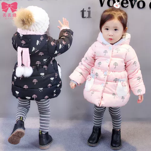 Пуховик для девочек, детская куртка, увеличенная толщина, 1-2-3 лет, стиль «принцесса»