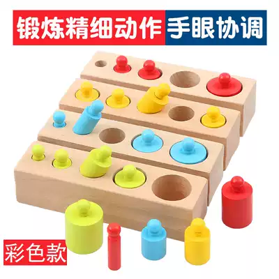 Baby Montessori teaching aids 1-2-3 years old boys and girls early education puzzle socket building blocks fine movement training toys