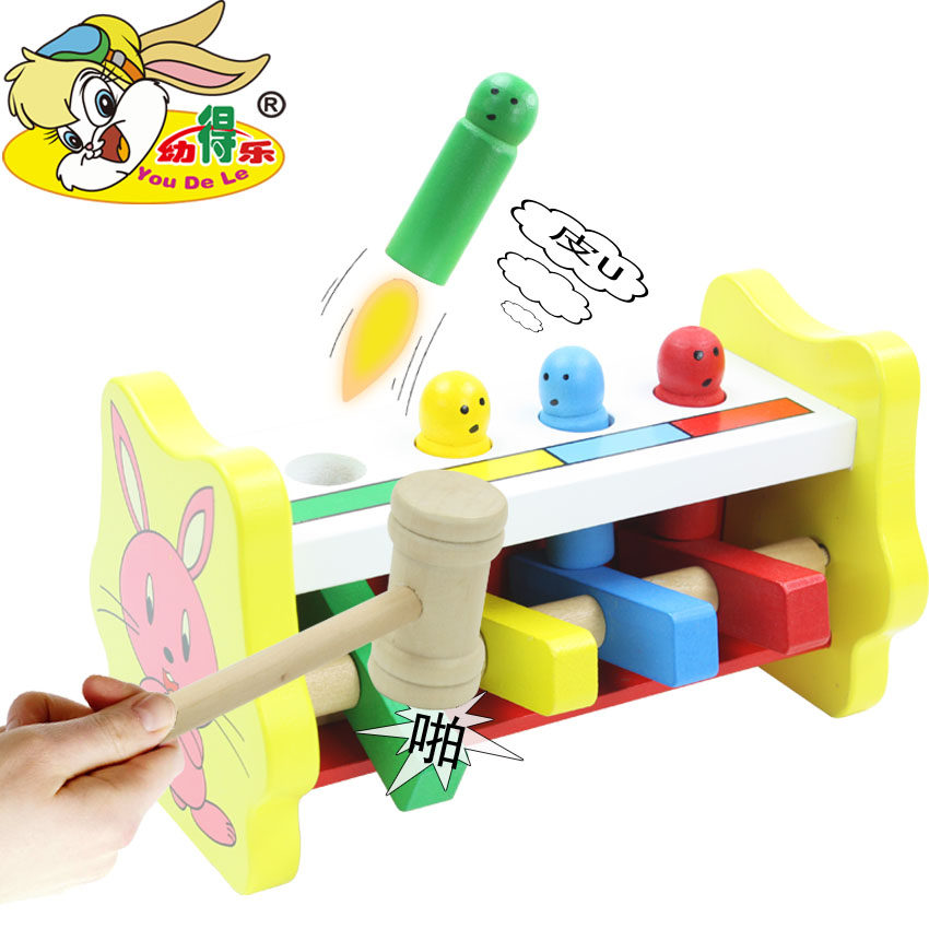 Children's puzzle baby piling table Beating Gopher exercise hand-eye coordination Montessori early education wooden toys 0-3 years old
