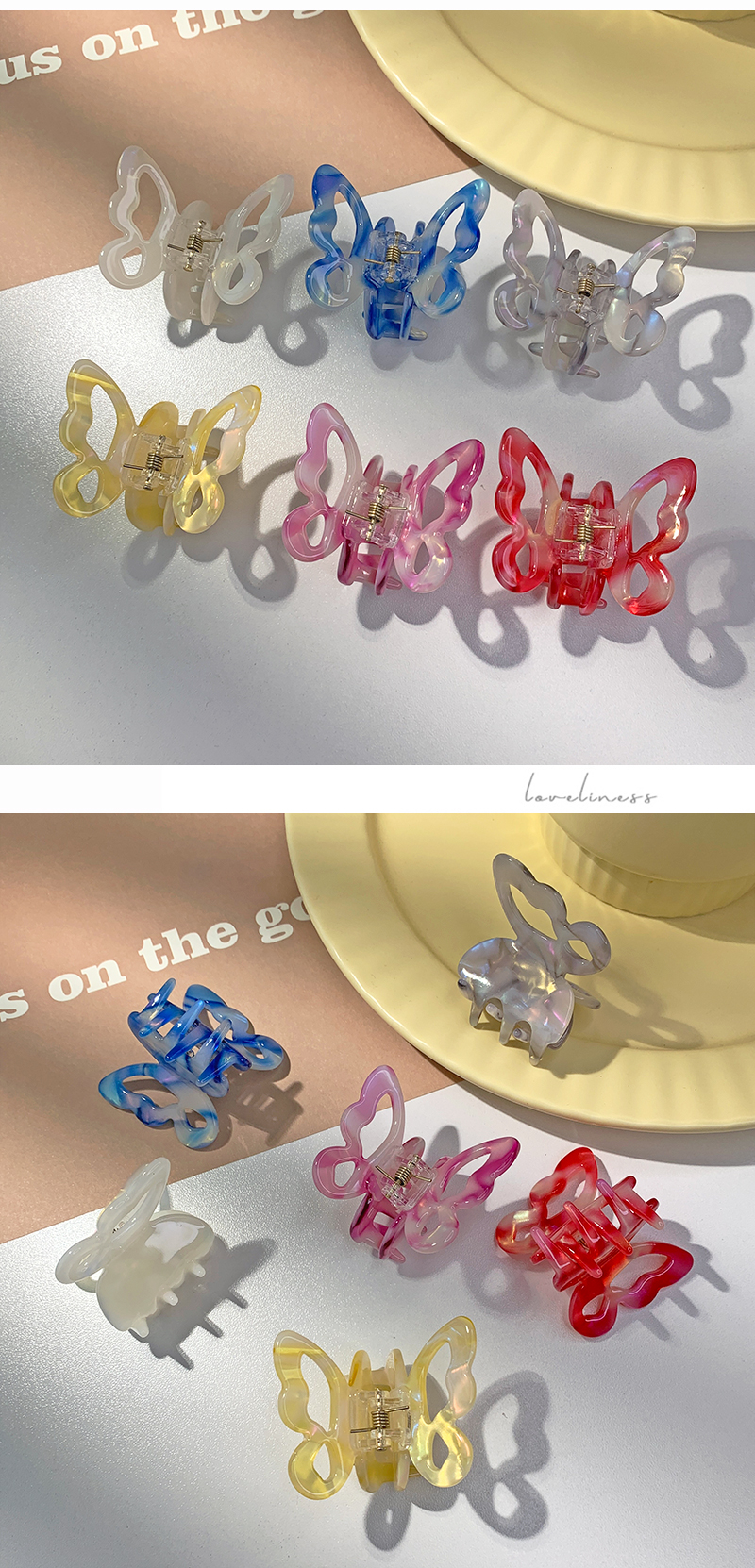 Korean Butterfly Acrylic Catch Clip display picture 1