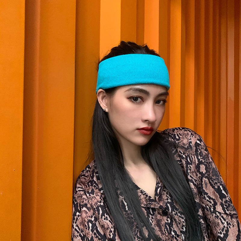 Knitted widened hair with candy color wool line sports head with men and women sweat and sweat hair hoop Running Street Dancing Accessories