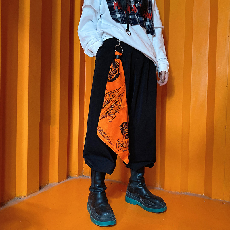 Street dance hip-hop Hip Hop single Ring Buckle Pants Chain Waistline Workwear Pants Accessories hanging trousers Belt Bilayer Pants chain Sins