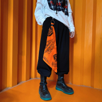 Hip-hop square towel single-loop buckle pants chain waist chain overalls pants accessories hanging pants belt double-layer pants chain ins