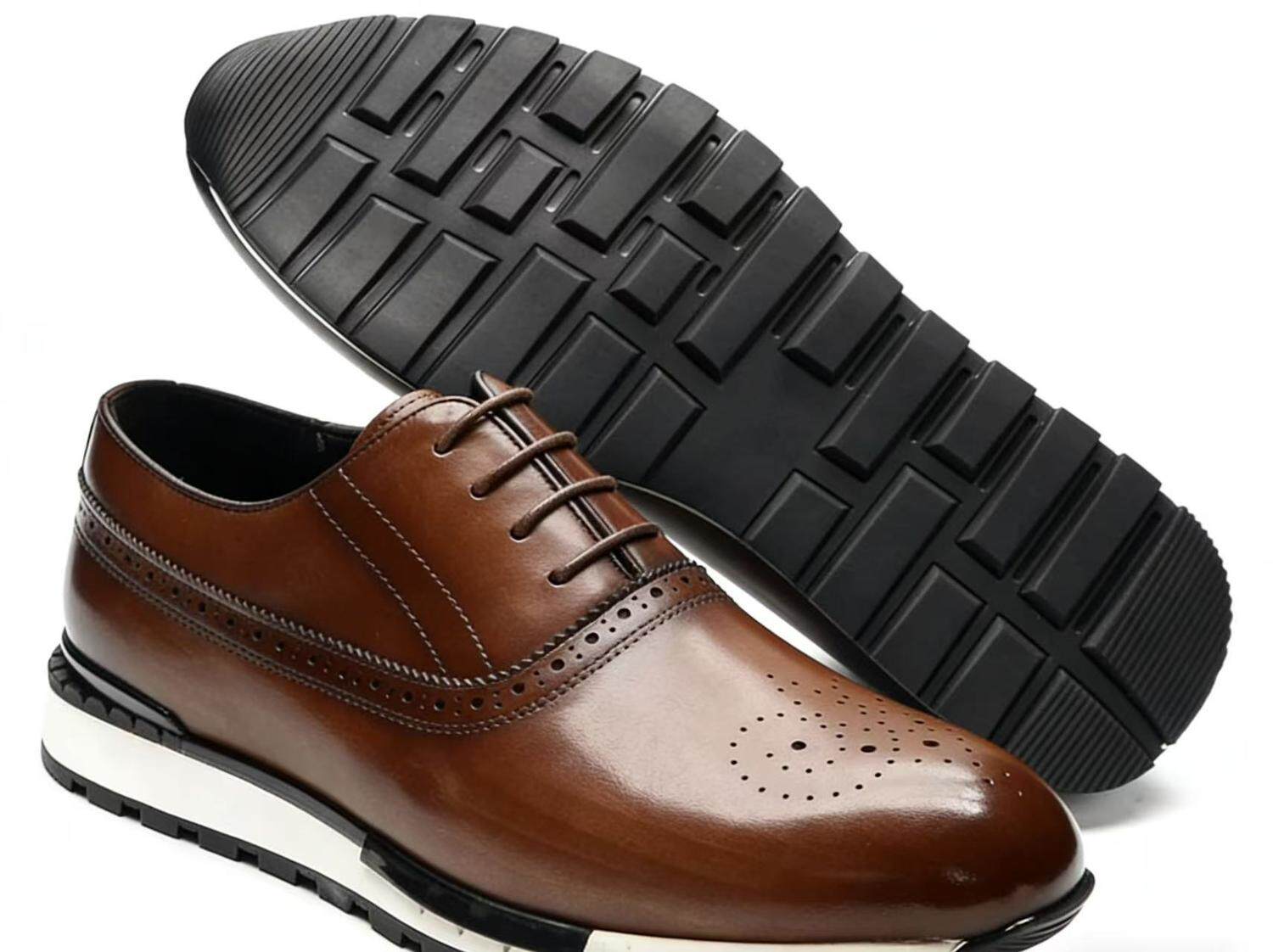 Chaussures Homme en Cuir de Vachette Business Casual à Lacets Semelle Caoutchouc