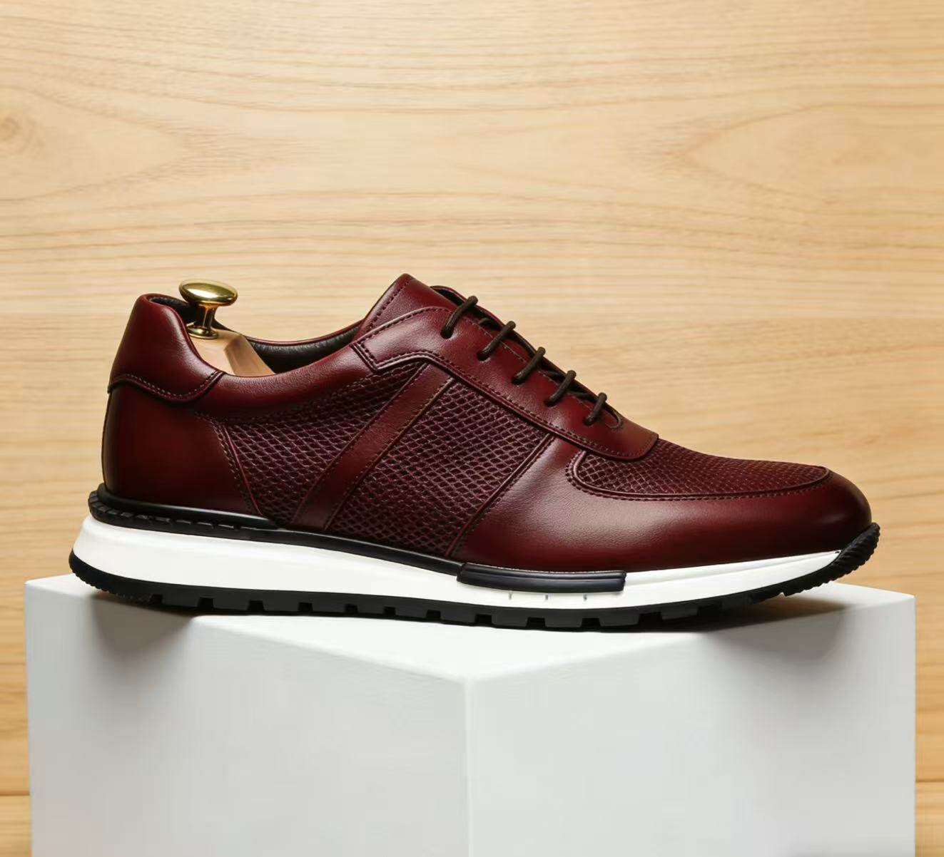 Chaussures Homme Cuir de Vachette Gaufré Respirantes à Lacets Toutes Saisons