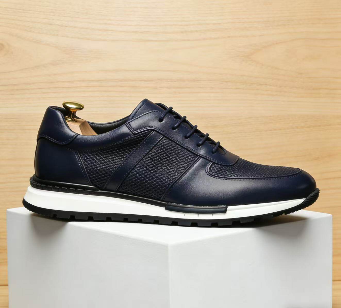 Chaussures Homme Cuir de Vachette Gaufré Respirantes à Lacets Toutes Saisons