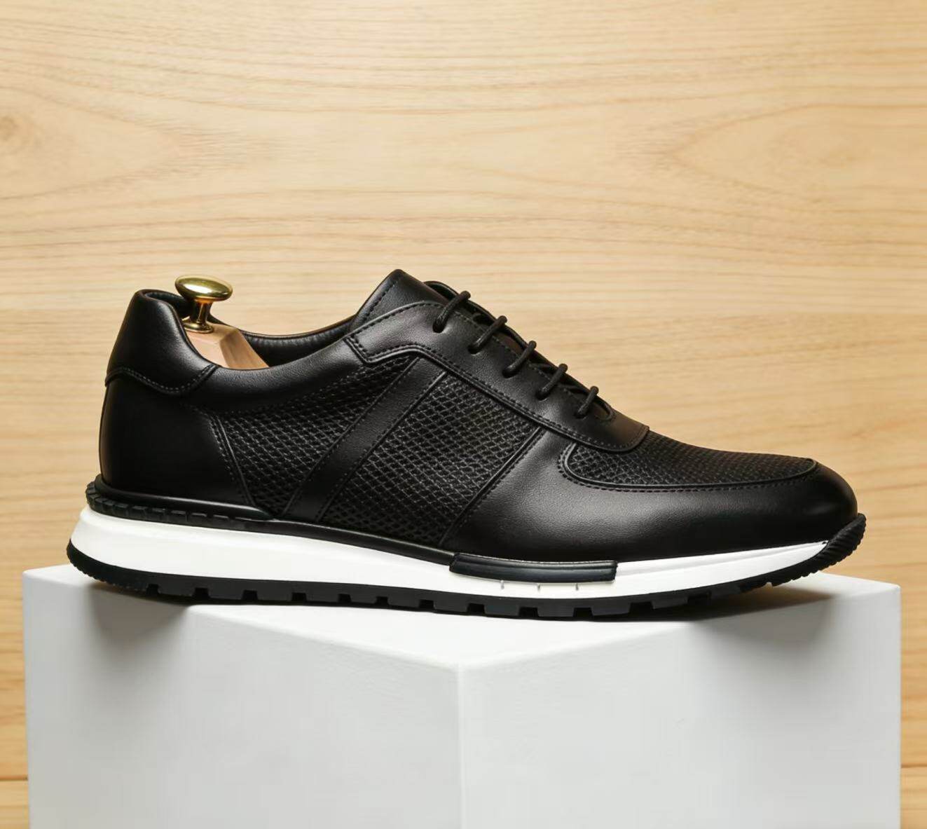 Chaussures Homme Cuir de Vachette Gaufré Respirantes à Lacets Toutes Saisons
