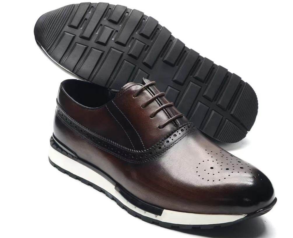 Chaussures Homme en Cuir de Vachette Business Casual à Lacets Semelle Caoutchouc