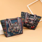 Этническая сумка на одно плечо, мультяшный прочный шоппер, портативная сумка через плечо, этнический стиль