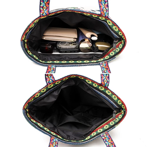 Этническая сумка на одно плечо, мультяшный прочный шоппер, портативная сумка через плечо, этнический стиль