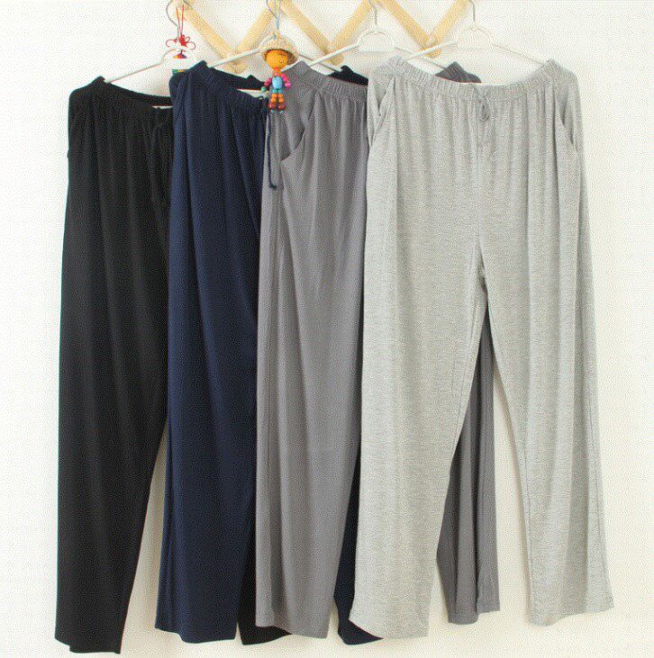 Cotton home pants Men's summer pajamas Cotton silk pants thin casual home air conditioning pants can be worn outside sports
