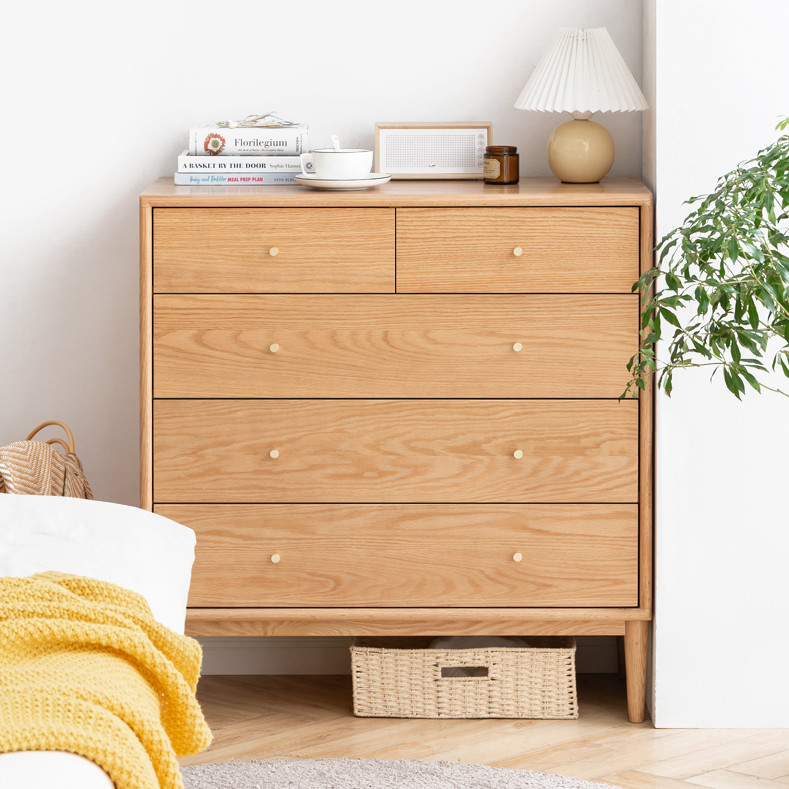 Solid wood chest of drawers furniture simple modern oak multifunctional chest of drawers Nordic bedroom locker Japanese style