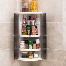Kitchen Bathroom Shelve Corner Shelf Tripod tripod Seasoning Tank holder Cosmetic Dust-proof cartridge door