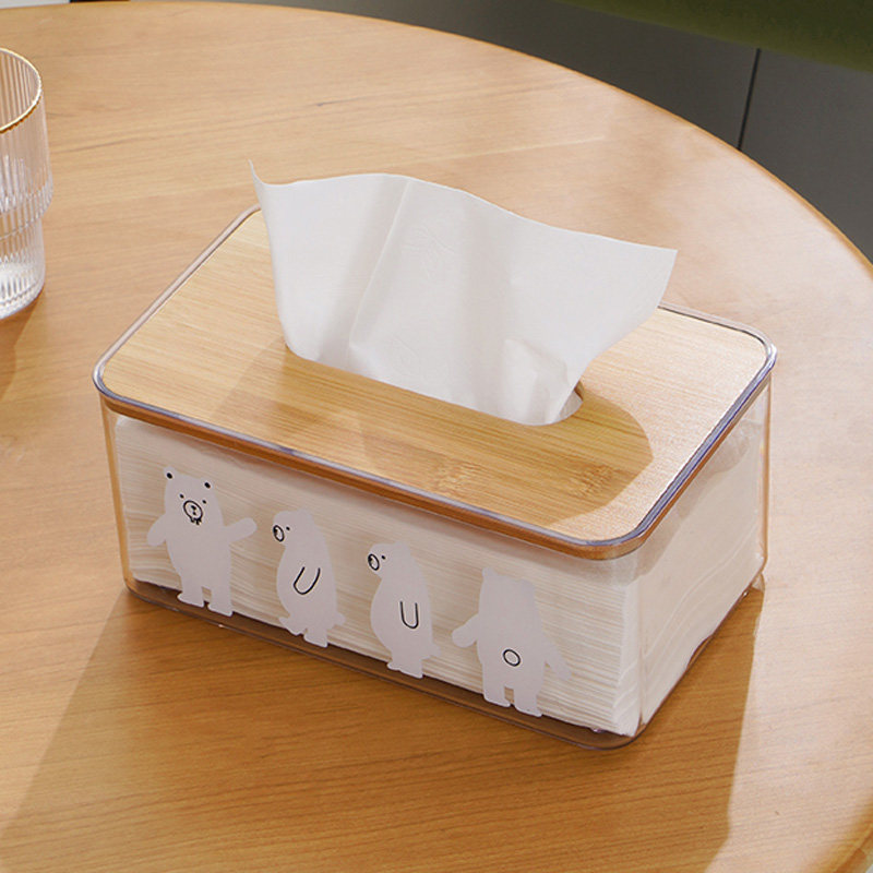 Transparent Bear Tissue Box Home minimalist Living room Bedroom Desktop Drawing Paper for Multi-functional Car Napkin Box-Taobao