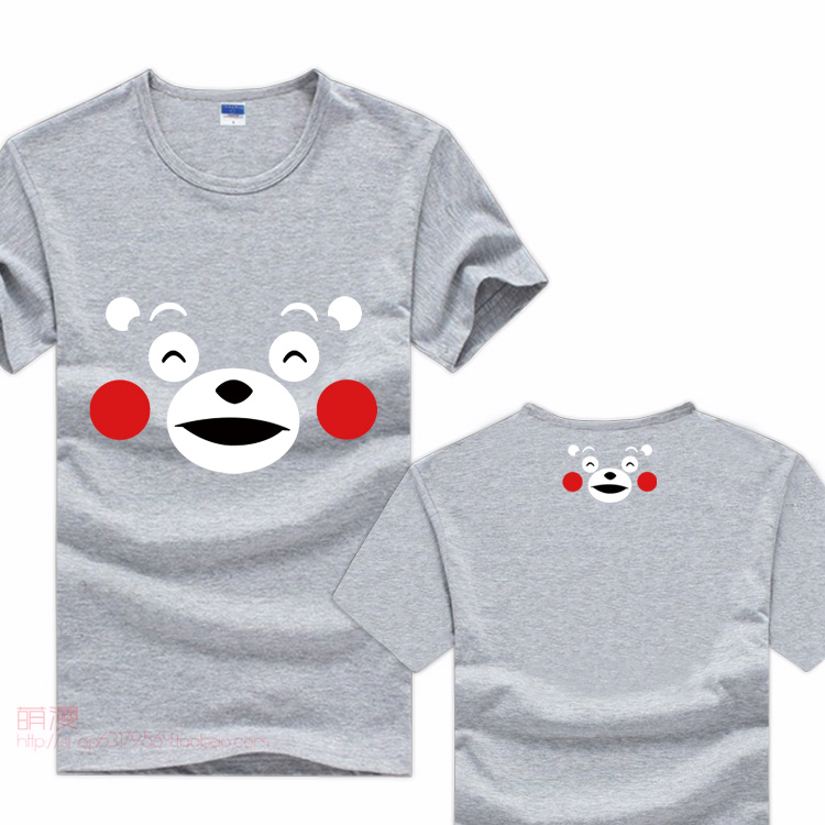 Áo thun gấu tay áo ngắn Áo sơ mi gấu Kumamoto Phim hoạt hình bao quanh phim hoạt hình nam và nữ sinh viên trẻ em bông hình dán mặt cười