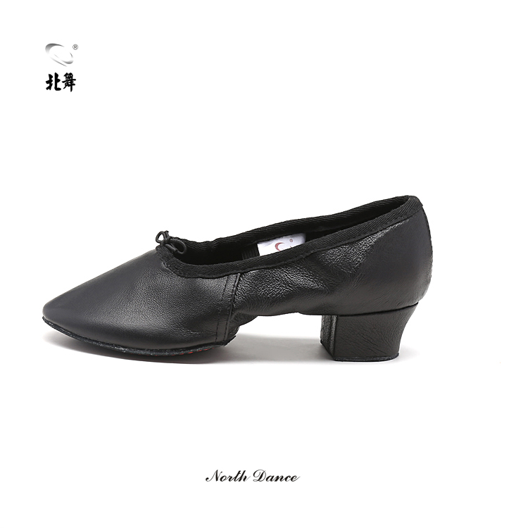 North dance leather teacher shoes women's ballet dance shoes soft sole adult belly ballet training shoes folk dance middle heel