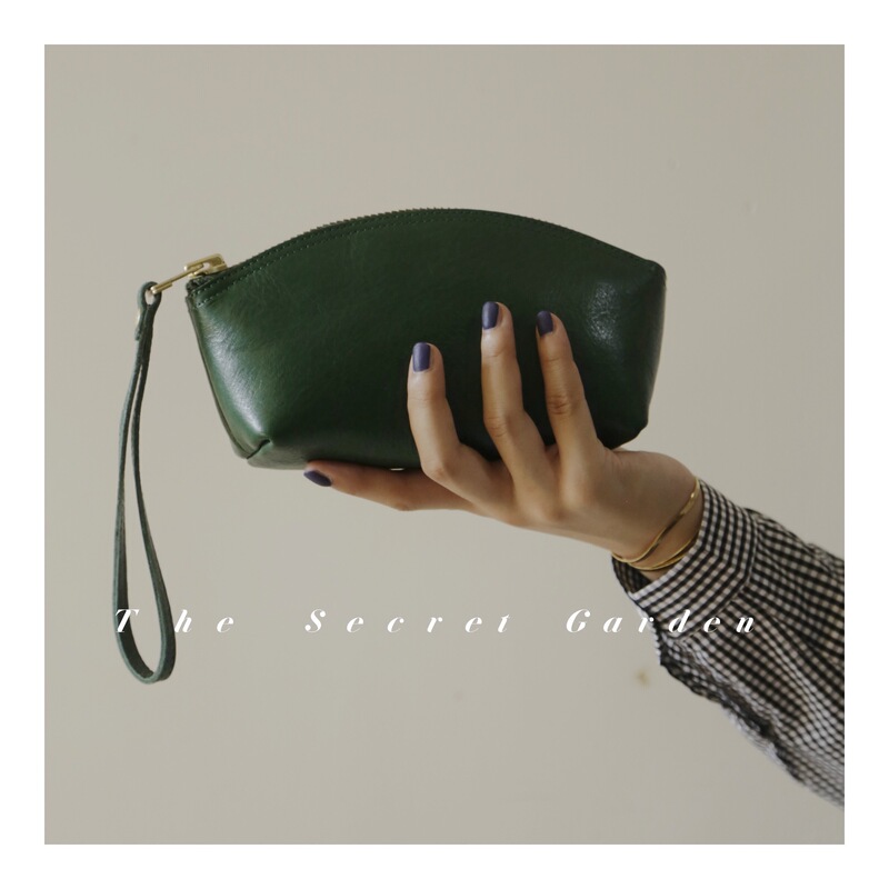 Rose Zhuzhu Style Makeup Bag, Pure Cowhide, Kneadable, Phone Bag, Wrist Strap, Clutch Bag, Cosmetic Bag