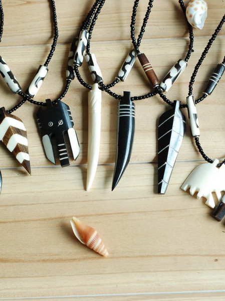 Afrina African Kenya Ethnic Handicrafts Jewelry Souvenirs Gifts Cow Bone Animal Bone Necklace