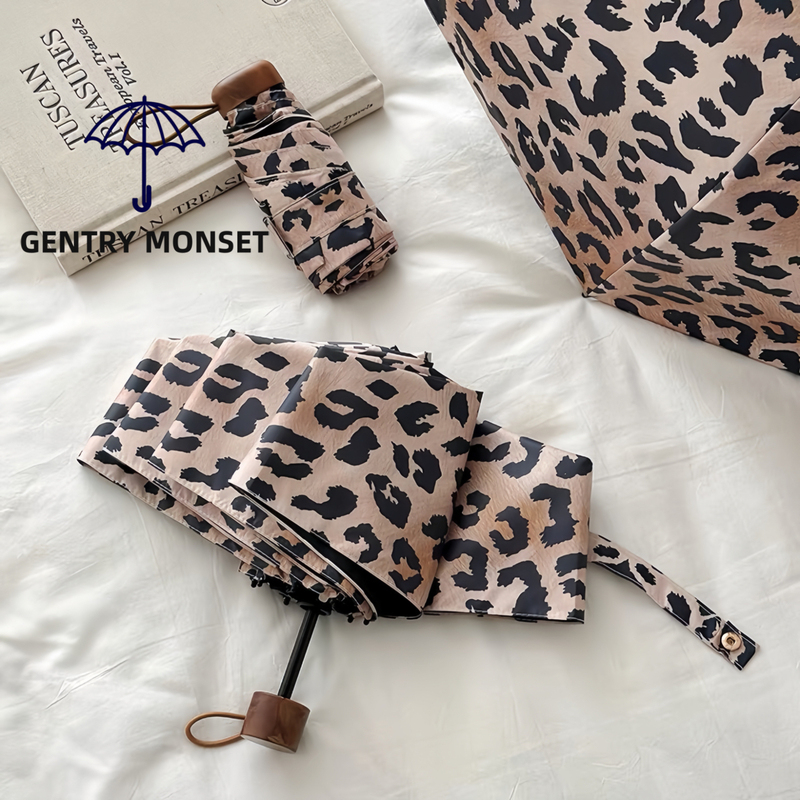 Japanese Gm Retro Curved Hook Leopard Print Umbrella for Women, Portable, Compact, Dual-Use for Sun and Rain, Sun Protection Umbrella, Parasol Japanese Gm Retro Curved Hook Leopard Print Umbrella for Women, Portable, Compact, Dual-Use for Sun and Rain, Sun Protection Umbrella, Parasol