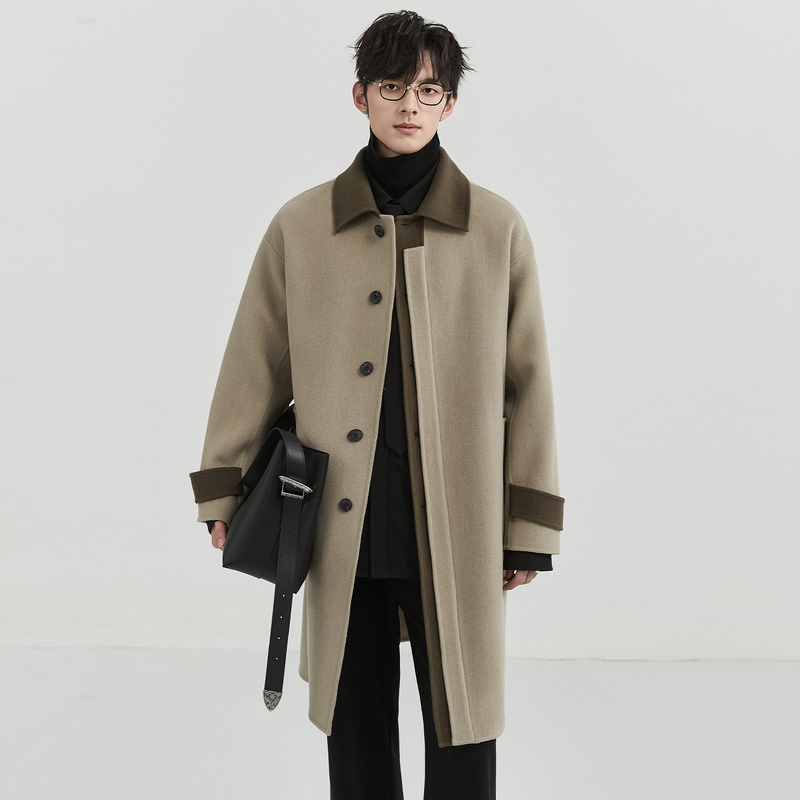 Earl Zhuoer Men's Clothing 2024 Winter High-End Double-Sided Wool Coat Men's Mid-Length Mandarin Collar Korean Style Jacket