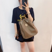 Oxford Cloth Light Bag Canvas Lady Travel Backpack Nylon Splicing Genuine Leather Double Shoulder Bag 2021 Summer New