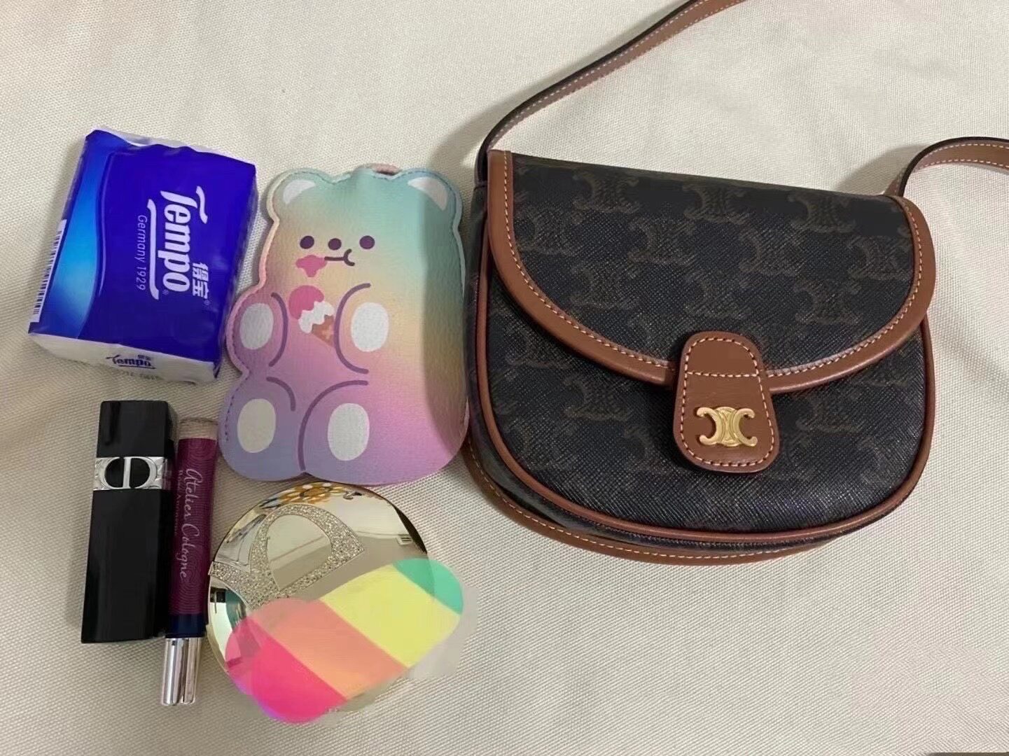 Kyspin Door Armpit underarm Superior Sensation Retro Old Flower Tofu Bag Single Shoulder Lisa with half-moon saddle French stick bag