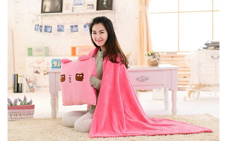 Gối chăn đôi sử dụng ba trong một điều hòa chăn mềm đồ chơi búp bê đệm phim hoạt hình ngủ trưa gối khăn tay ấm gối chăn 2 trong 1
