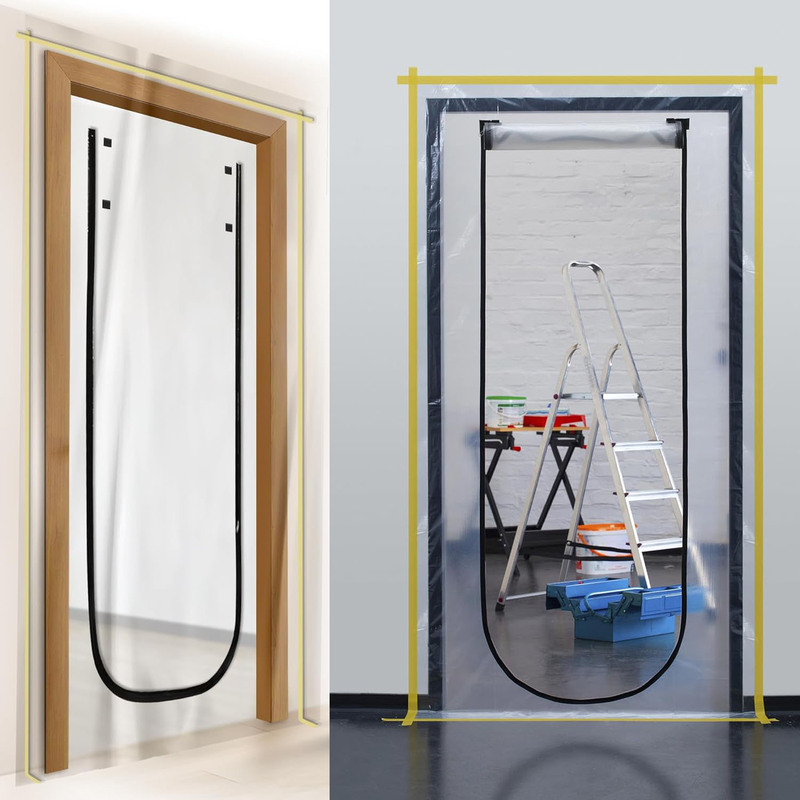 120X220Cm Dustproof Zipper Door Curtain for Decoration, Dust Isolation, Removable and Reusable, U-Shaped, Popular European and American Style 120X220Cm Dustproof Zipper Door Curtain for Decoration, Dust Isolation, Removable and Reusable, U-Shaped, Popular European and American Style