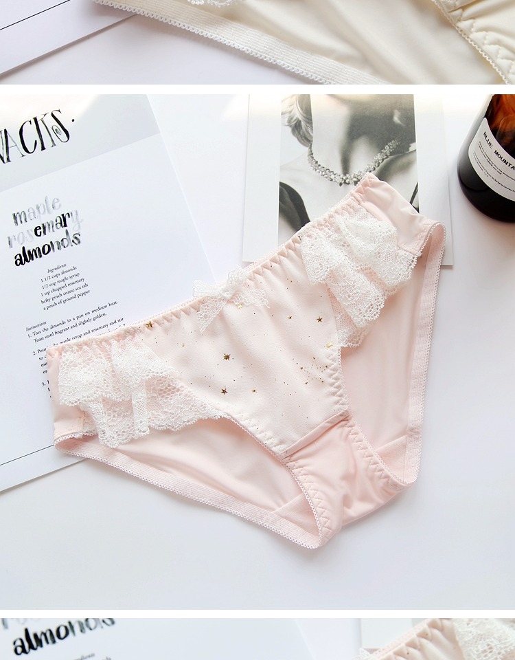 Mo Fengshe ngôi sao dễ thương cô gái quần lót băng lụa nữ cổ tích vẻ đẹp ren thoải mái túi hông eo thấp áo khoác cotton tam giác lot ren trong suot goi cam