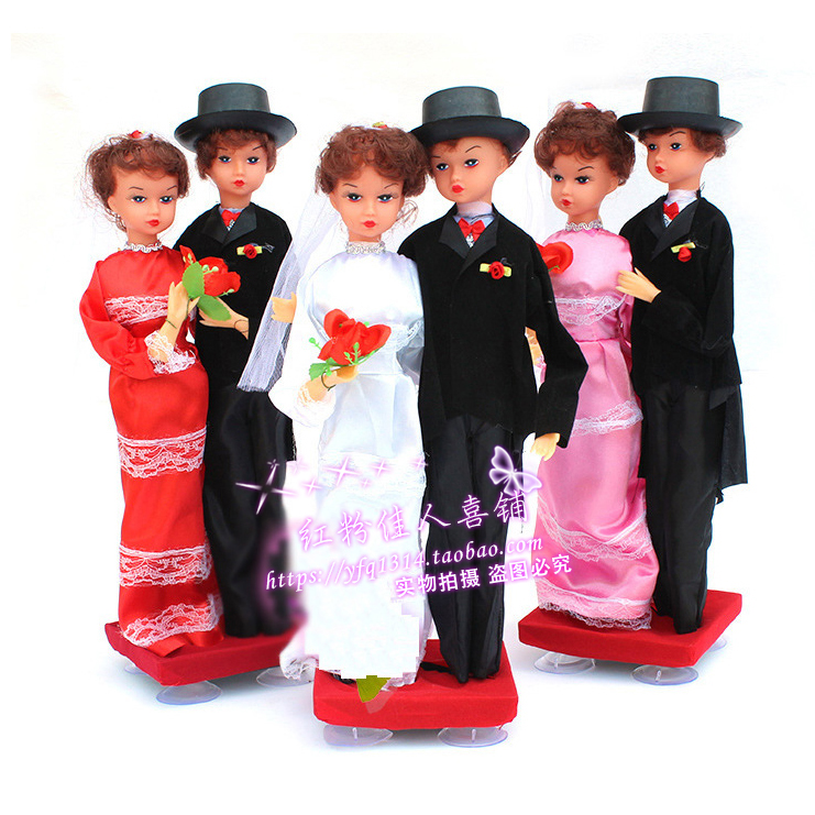 Wedding Car Decoration Couple Bear Paparazzi Individuality Creativity Dress Wedding Main Wedding Head Doll Flower Caravan Arrangement Supplies-Taobao
