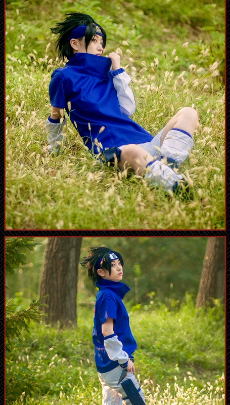 Naruto Naruto chính hãng uchiha sasuke cos phù hợp với thế hệ đầu tiên cosplay cậu bé phù hợp với bộ quần áo đầy đủ