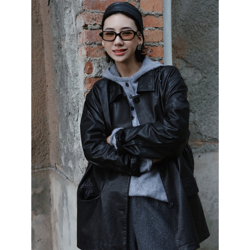 Tt Designer [Phantom] American Retro Cool Leather Short Jacket for Women, New Autumn Motorcycle Style Jacket