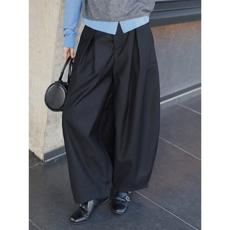 Tt Designer [Modern Echo] This Year's Popular Women's New Autumn Black Straight-Leg Wide-Leg Casual Pants