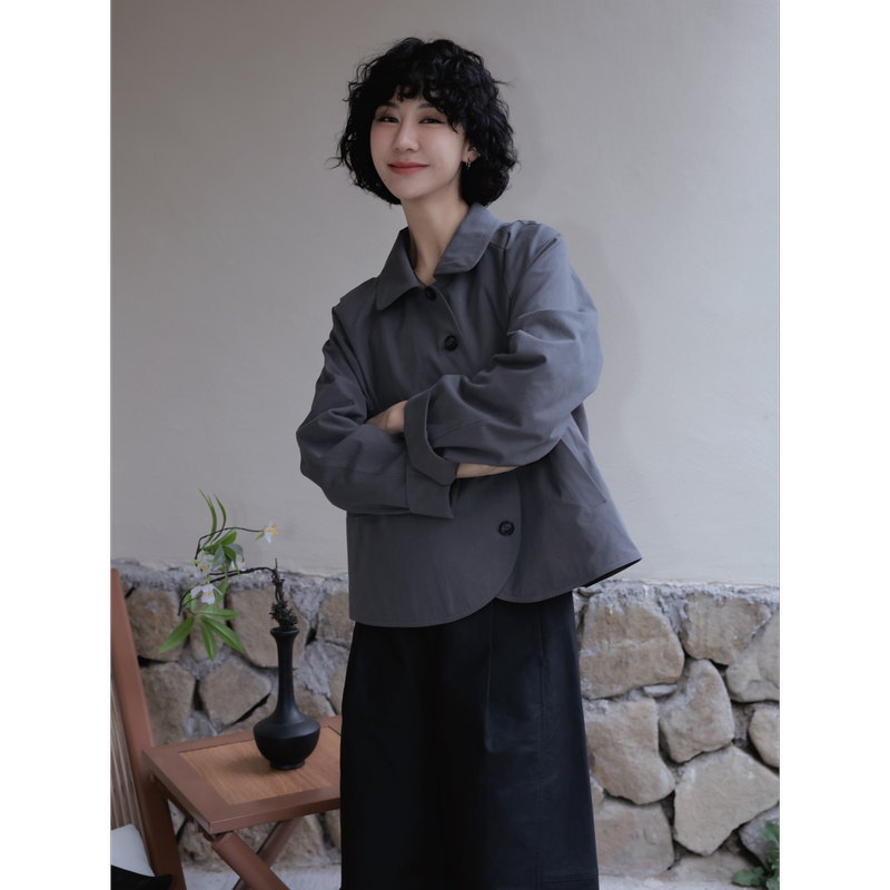 Tt Designer [Modern Style] Asymmetrical Design Casual Loose Short Jacket Women's Autumn Top