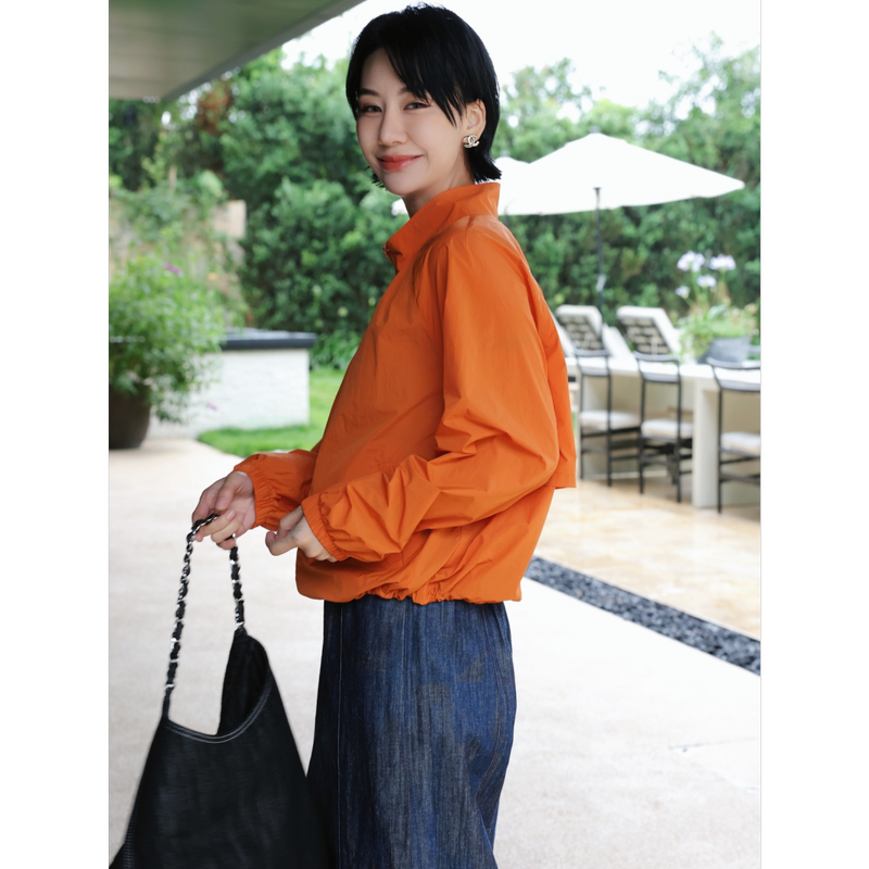 Tt Designer [Summer Wild Wanderings] Outdoor Casual Breathable Lightweight Sun Protection Jacket with Stand Collar and Cool Long Sleeves