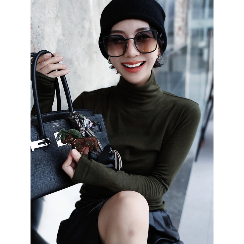 Tt Designer [Autumn Vibes] Light Luxury Cashmere Stretchy Soft Skin-Friendly Base Layer T-Shirt for Women Spring Top